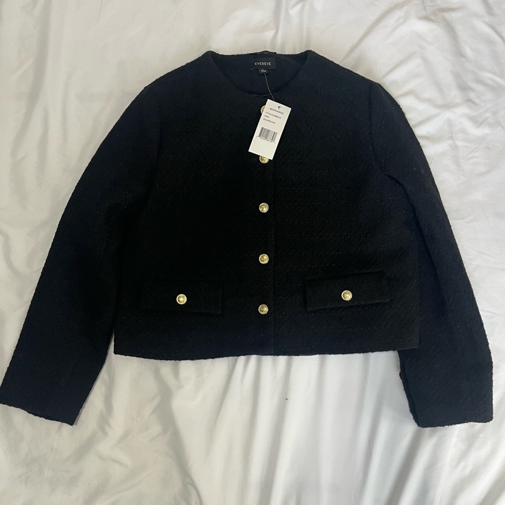 NWT Cropped Black Blazer with Gold Buttons